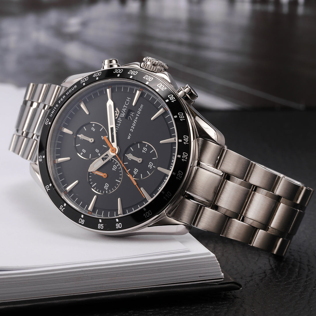 Philip Watch Blaze Black 44mm Chronograph-Quartz Watches-PEROZ Accessories