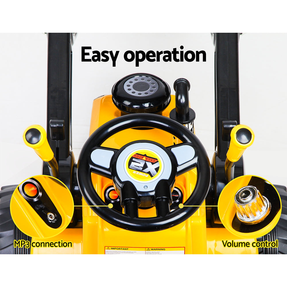 Rigo Kids Ride On Bulldozer Digger Electric Car Yellow-Baby &amp; Kids &gt; Ride on Cars, Go-karts &amp; Bikes-PEROZ Accessories