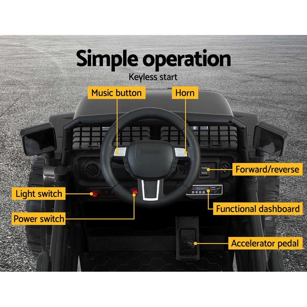 Rigo Kids Ride On Car Electric 12V Car Toys Jeep Battery Remote Control Black-Baby &amp; Kids &gt; Ride on Cars, Go-karts &amp; Bikes-PEROZ Accessories