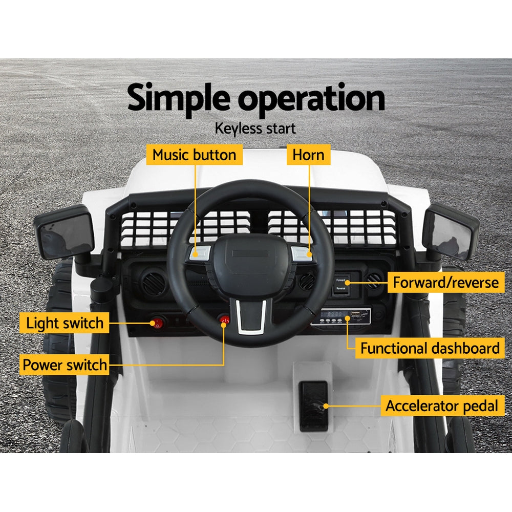 Rigo Kids Ride On Car Electric 12V Car Toys Jeep Battery Remote Control White-Baby &amp; Kids &gt; Ride on Cars, Go-karts &amp; Bikes-PEROZ Accessories