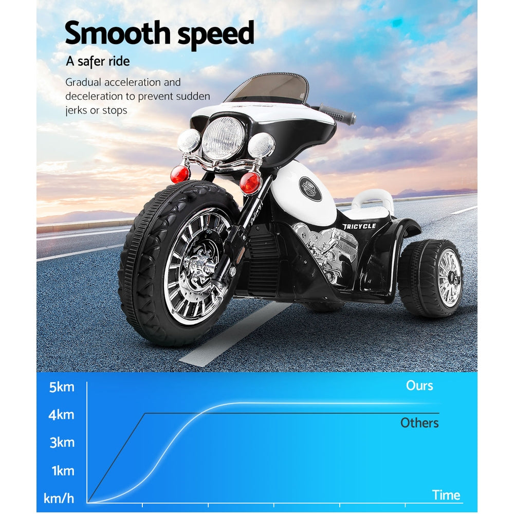 Rigo Kids Ride On Motorbike Motorcycle Toys Black White-Baby &amp; Kids &gt; Ride on Cars, Go-karts &amp; Bikes-PEROZ Accessories