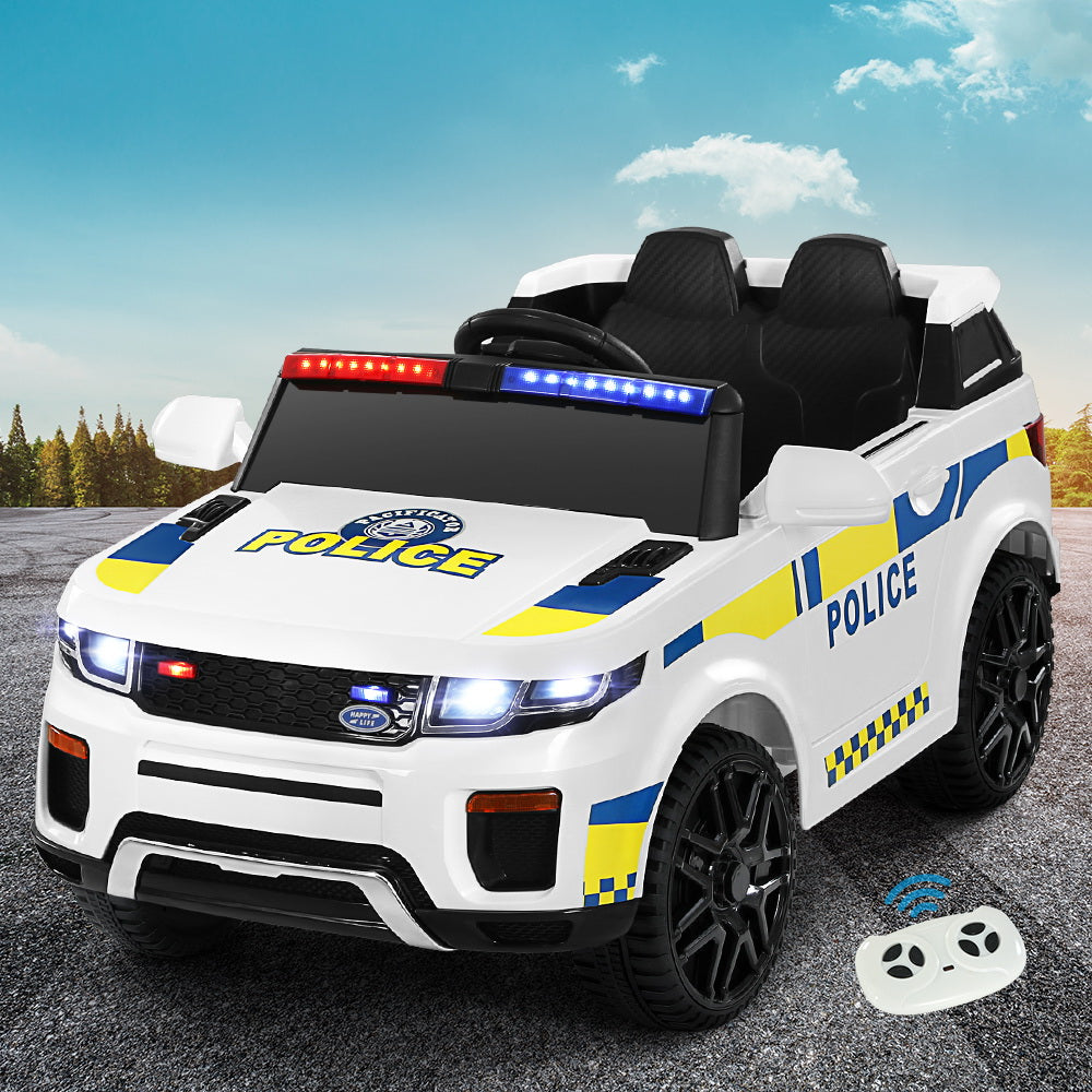 Rigo Kids Ride On Car Electric Patrol Police Toy Cars Remote Control 12V White-Ride on Toys - Cars-PEROZ Accessories