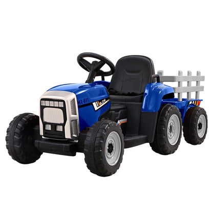 Rigo Ride On Car Tractor Trailer Toy Kids Electric Cars 12V Battery Blue-Baby &amp; Kids &gt; Ride on Cars, Go-karts &amp; Bikes-PEROZ Accessories