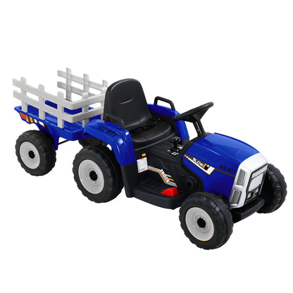 Rigo Ride On Car Tractor Trailer Toy Kids Electric Cars 12V Battery Blue-Baby &amp; Kids &gt; Ride on Cars, Go-karts &amp; Bikes-PEROZ Accessories