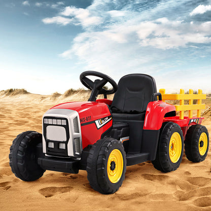 Rigo Ride On Car Tractor Trailer Toy Kids Electric Cars 12V Battery Red-Baby &amp; Kids &gt; Ride on Cars, Go-karts &amp; Bikes-PEROZ Accessories