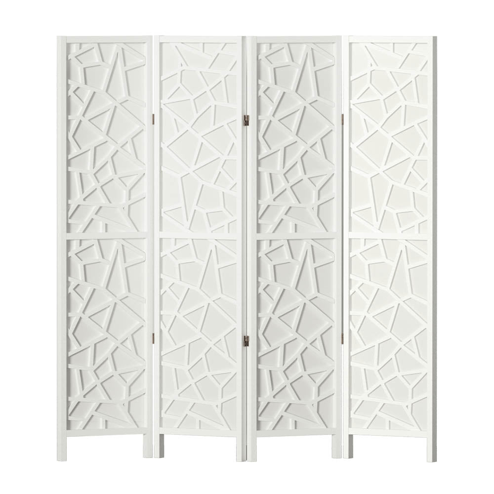 Artiss Clover Room Divider Screen Privacy Wood Dividers Stand 4 Panel White-Furniture &gt; Living Room - Peroz Australia - Image - 1