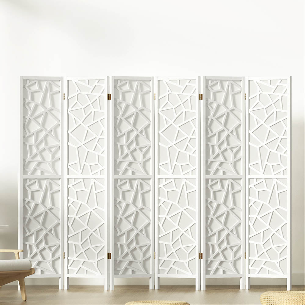 Artiss Clover Room Divider Screen Privacy Wood Dividers Stand 6 Panel White-Furniture &gt; Living Room - Peroz Australia - Image - 8