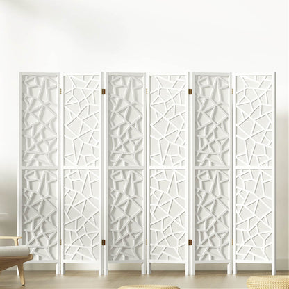 Artiss Clover Room Divider Screen Privacy Wood Dividers Stand 6 Panel White-Furniture &gt; Living Room - Peroz Australia - Image - 8