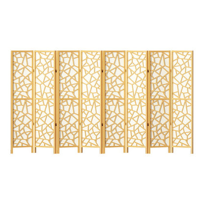 Artiss Clover Room Divider Screen Privacy Wood Dividers Stand 8 Panel Natural-Furniture &gt; Living Room - Peroz Australia - Image - 1