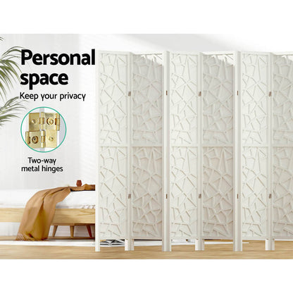 Artiss Clover Room Divider Screen Privacy Wood Dividers Stand 8 Panel White-Furniture &gt; Living Room - Peroz Australia - Image - 5