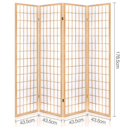 Artiss Room Divider Screen Wood Timber Dividers Fold Stand Wide Beige 4 Panel-Furniture &gt; Living Room - Peroz Australia - Image - 2