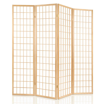 Artiss Room Divider Screen Wood Timber Dividers Fold Stand Wide Beige 4 Panel-Furniture &gt; Living Room - Peroz Australia - Image - 3