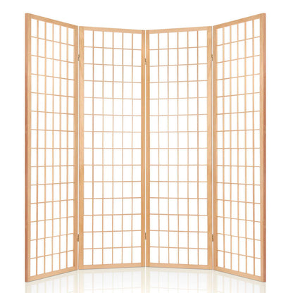 Artiss Room Divider Screen Wood Timber Dividers Fold Stand Wide Beige 4 Panel-Furniture &gt; Living Room - Peroz Australia - Image - 4
