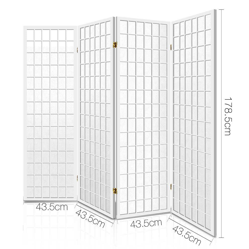 Artiss Room Divider Screen Wood Timber Dividers Fold Stand Wide White 4 Panel-Furniture &gt; Living Room - Peroz Australia - Image - 2