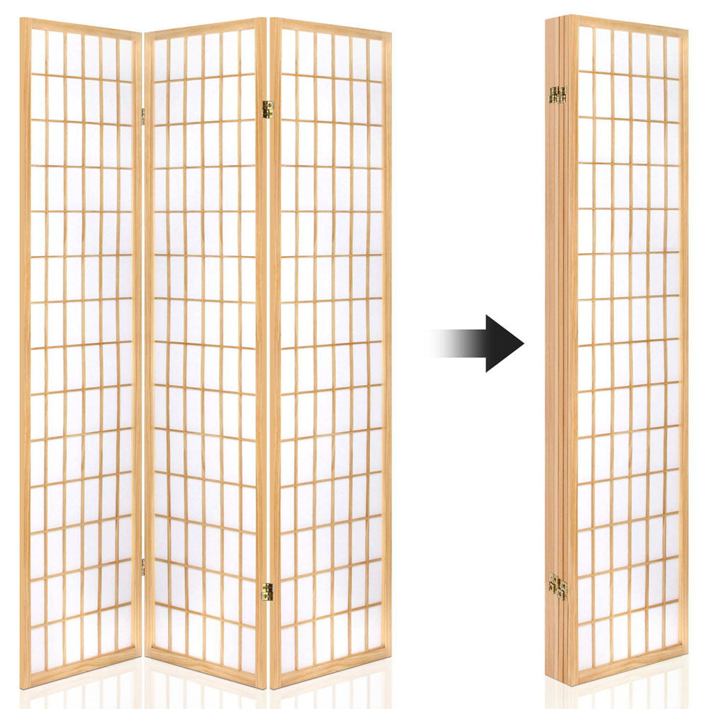 Artiss Room Divider Screen Wood Timber Dividers Fold Stand Wide Beige 6 Panel-Furniture &gt; Living Room - Peroz Australia - Image - 4