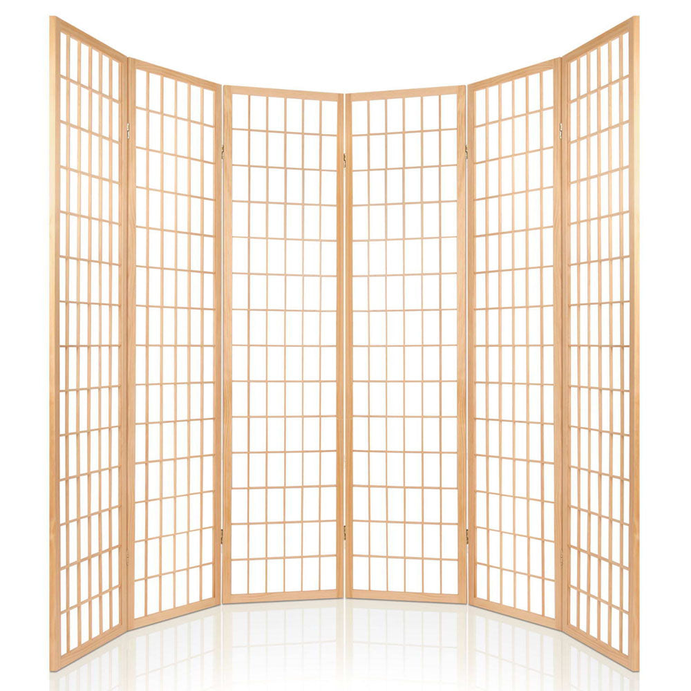 Artiss Room Divider Screen Wood Timber Dividers Fold Stand Wide Beige 6 Panel-Furniture &gt; Living Room - Peroz Australia - Image - 5