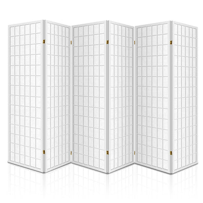 Artiss Room Divider Screen Wood Timber Dividers Fold Stand Wide White 6 Panel-Furniture &gt; Living Room - Peroz Australia - Image - 3