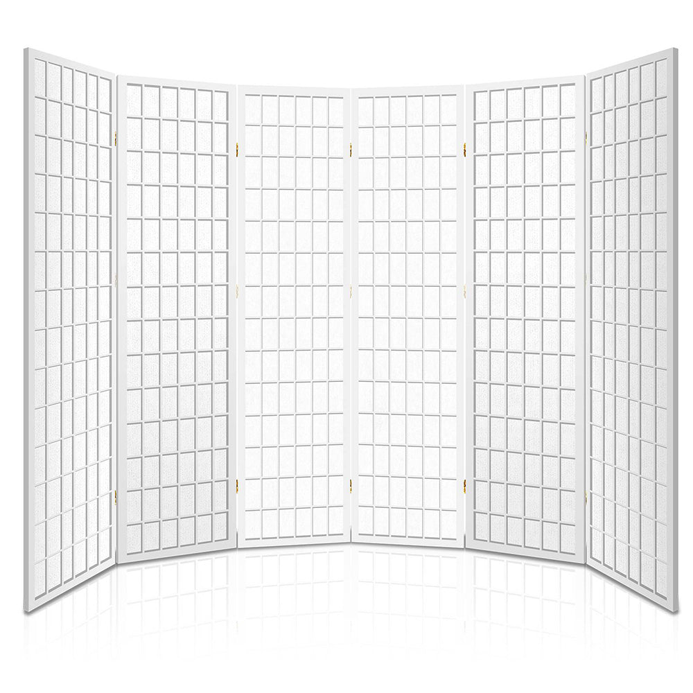 Artiss Room Divider Screen Wood Timber Dividers Fold Stand Wide White 6 Panel-Furniture &gt; Living Room - Peroz Australia - Image - 4
