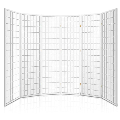 Artiss Room Divider Screen Wood Timber Dividers Fold Stand Wide White 6 Panel-Furniture &gt; Living Room - Peroz Australia - Image - 4