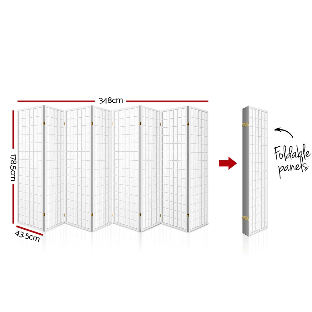 Artiss Room Divider Screen Wood Timber Dividers Fold Stand Wide White 8 Panel-Furniture &gt; Living Room - Peroz Australia - Image - 2