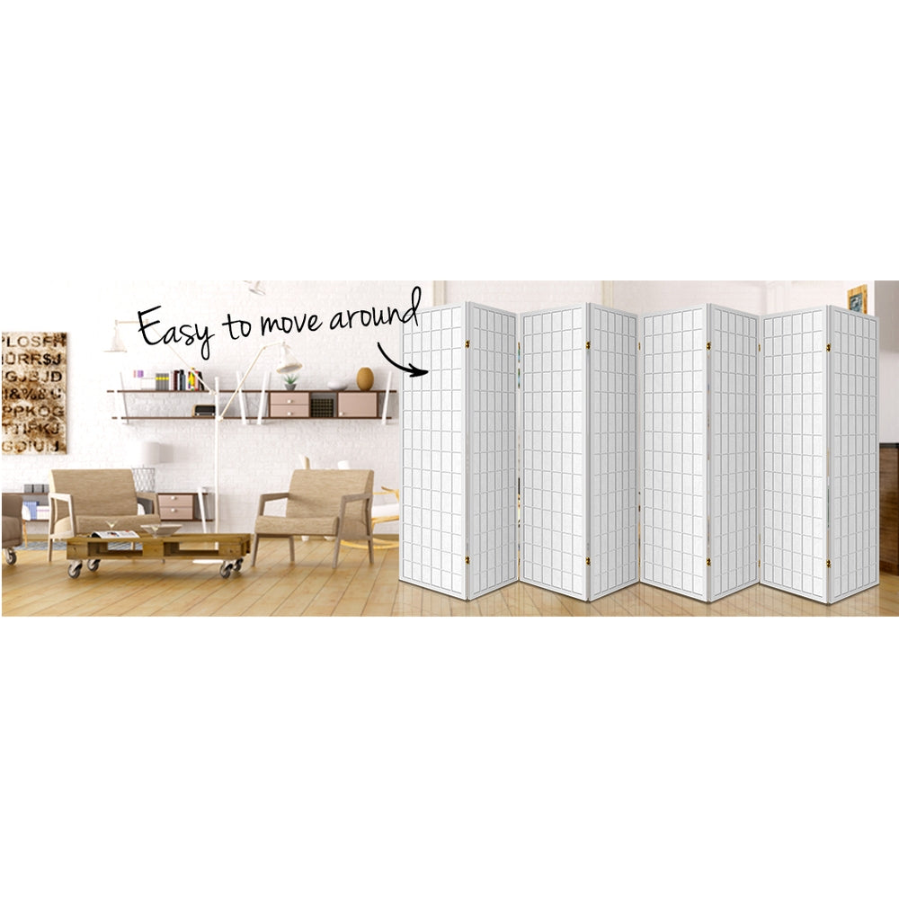 Artiss Room Divider Screen Wood Timber Dividers Fold Stand Wide White 8 Panel-Furniture &gt; Living Room - Peroz Australia - Image - 5