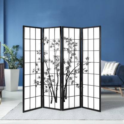 Artiss Room Divider Screen Privacy Dividers Pine Wood Stand Black White 4 Panel-Furniture &gt; Living Room - Peroz Australia - Image - 7
