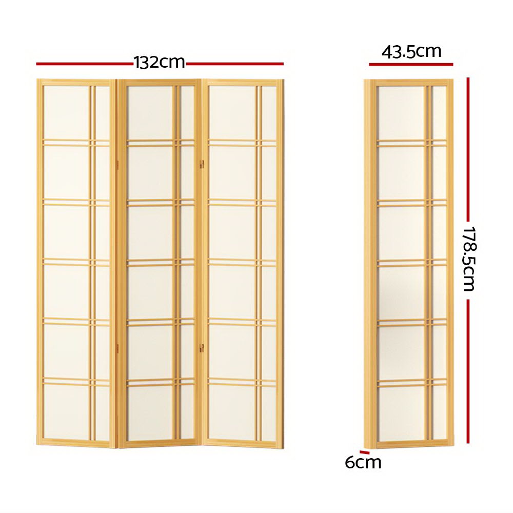 Artiss Room Divider Screen Privacy Wood Dividers Stand 3 Panel Nova Natural-Furniture &gt; Living Room - Peroz Australia - Image - 2