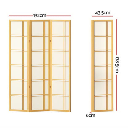 Artiss Room Divider Screen Privacy Wood Dividers Stand 3 Panel Nova Natural-Furniture &gt; Living Room - Peroz Australia - Image - 2