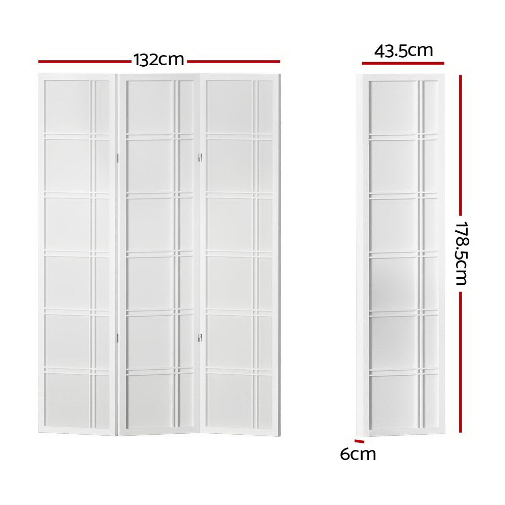 Artiss Room Divider Screen Privacy Wood Dividers Stand 3 Panel Nova White-Furniture &gt; Living Room - Peroz Australia - Image - 2