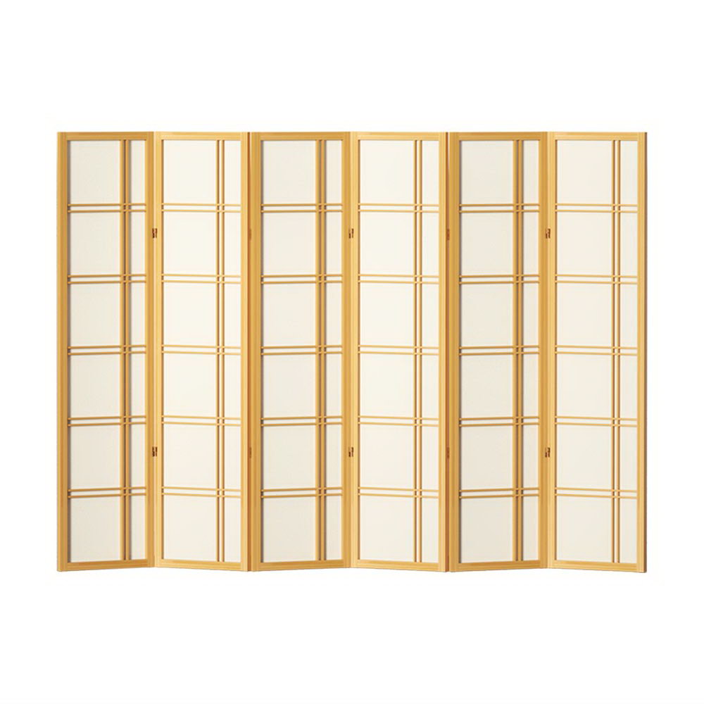 Artiss Room Divider Screen Privacy Wood Dividers Stand 6 Panel Nova Natural-Furniture &gt; Living Room - Peroz Australia - Image - 1