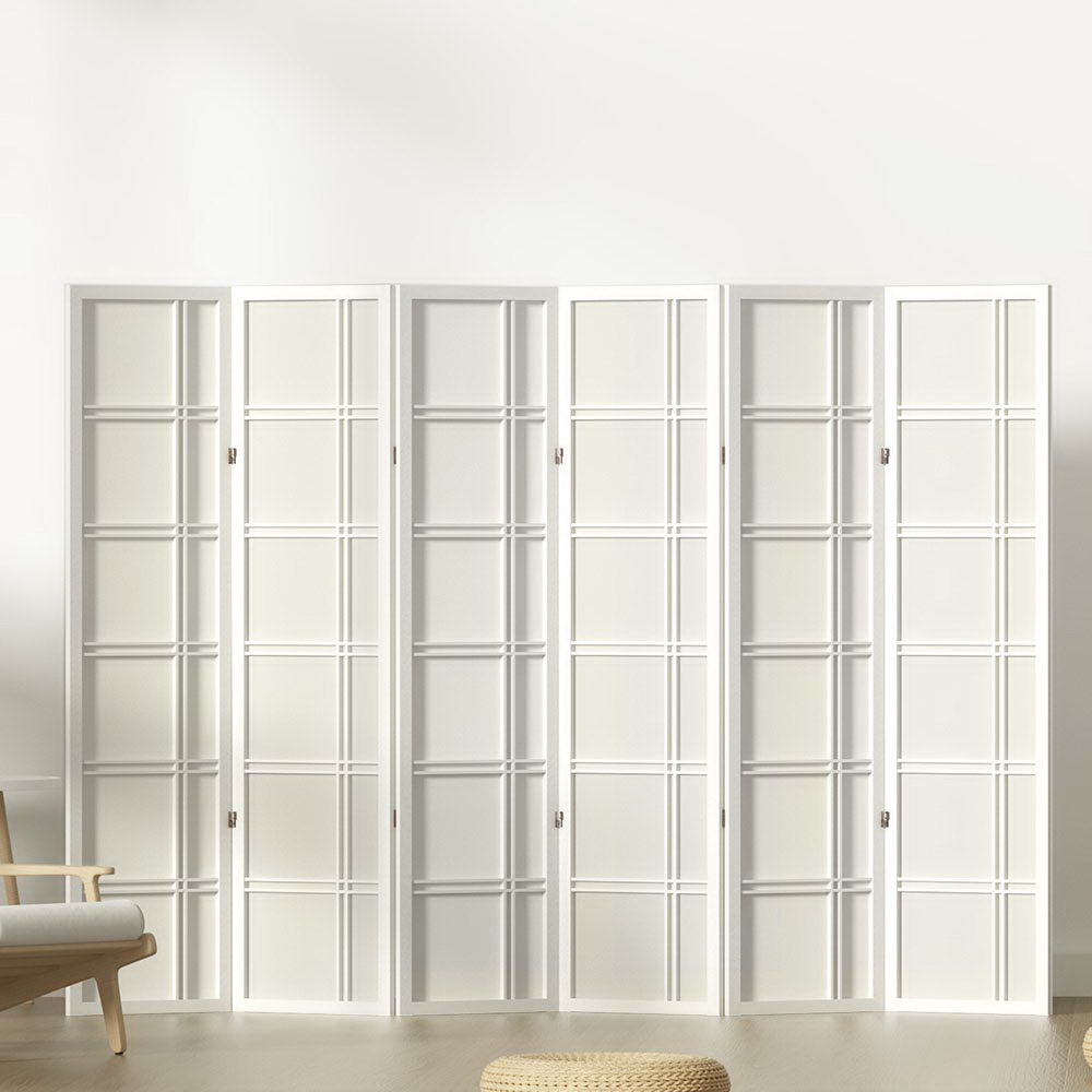 Artiss Room Divider Screen Privacy Wood Dividers Stand 6 Panel Nova White-Furniture &gt; Living Room - Peroz Australia - Image - 8