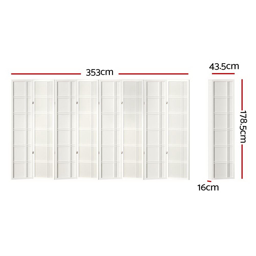 Artiss Room Divider Screen Privacy Wood Dividers Stand 8 Panel Nova White-Furniture &gt; Living Room - Peroz Australia - Image - 2