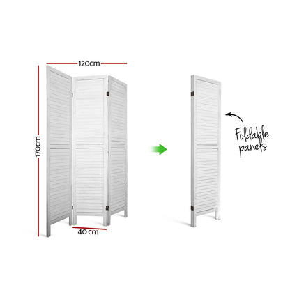 Artiss 3 Panel Room Divider Screen Privacy Wood Dividers Timber Stand White-Furniture &gt; Living Room - Peroz Australia - Image - 3