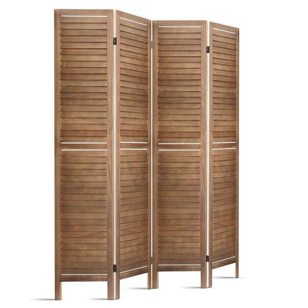 Artiss Room Divider Privacy Screen Foldable Partition Stand 4 Panel Brown-Furniture &gt; Living Room - Peroz Australia - Image - 1