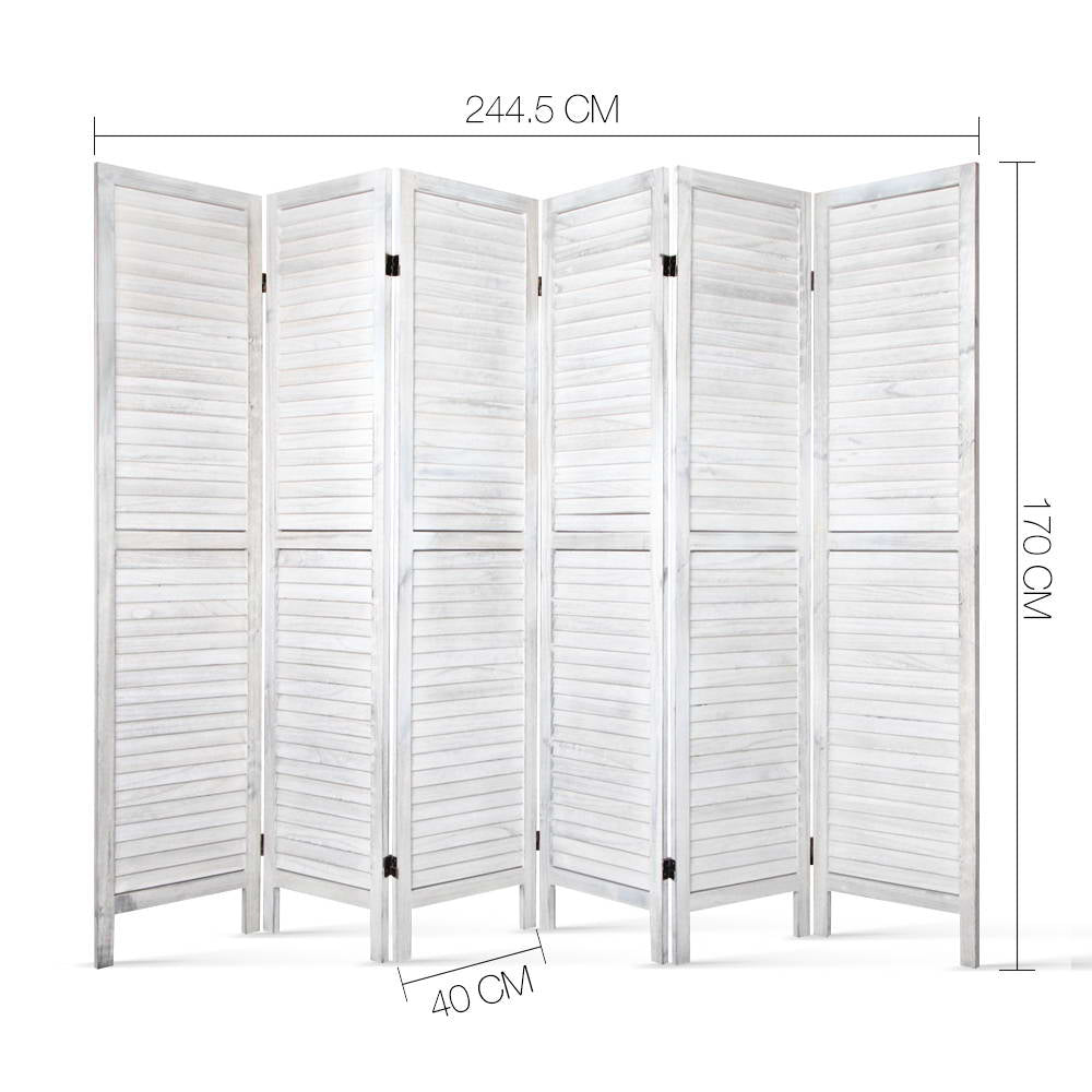 Artiss 6 Panel Room Divider Screen Privacy Wood Foldable Stand Timber White-Furniture &gt; Living Room - Peroz Australia - Image - 2