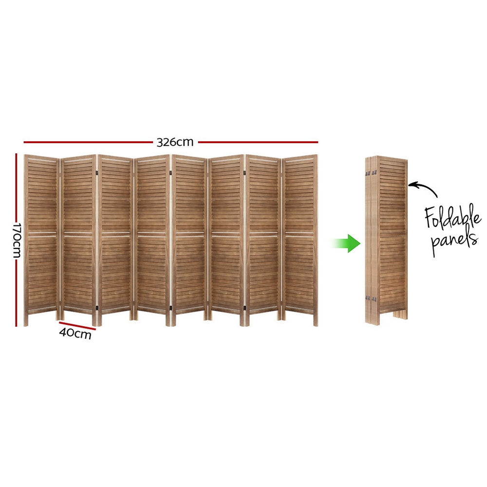 Artiss Room Divider Screen 8 Panel Privacy Wood Dividers Stand Bed Timber Brown-Furniture &gt; Living Room - Peroz Australia - Image - 2
