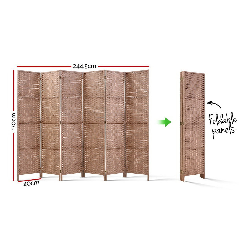 Artiss 6 Panel Room Divider Screen Privacy Timber Foldable Dividers Stand Natural-Furniture &gt; Living Room - Peroz Australia - Image - 2
