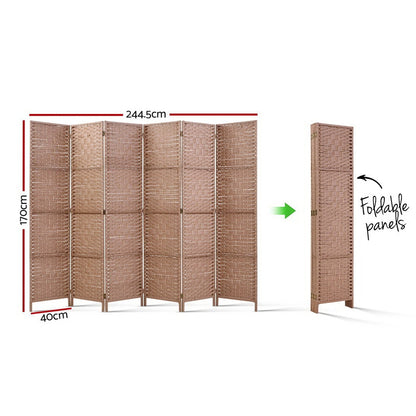 Artiss 6 Panel Room Divider Screen Privacy Timber Foldable Dividers Stand Natural-Furniture &gt; Living Room - Peroz Australia - Image - 2