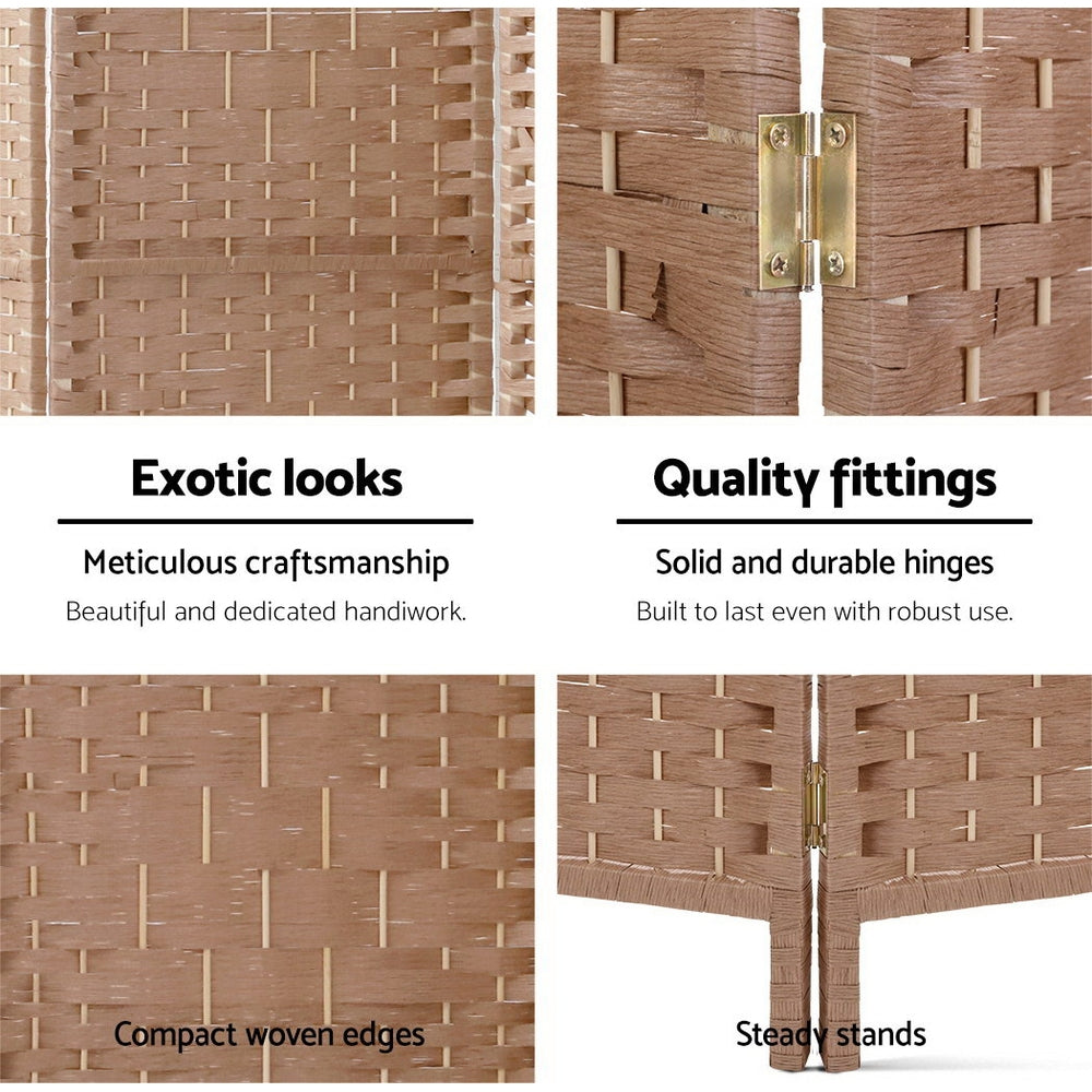Artiss 6 Panel Room Divider Screen Privacy Timber Foldable Dividers Stand Natural-Furniture &gt; Living Room - Peroz Australia - Image - 3