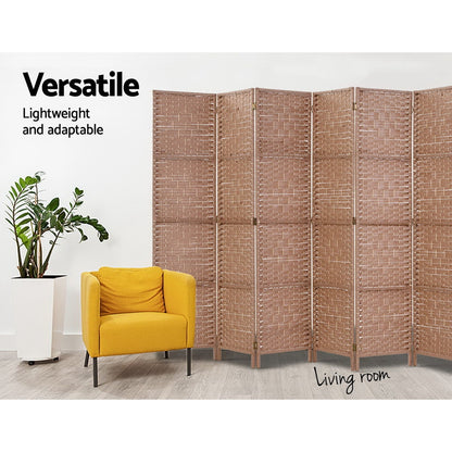 Artiss 6 Panel Room Divider Screen Privacy Timber Foldable Dividers Stand Natural-Furniture &gt; Living Room - Peroz Australia - Image - 5