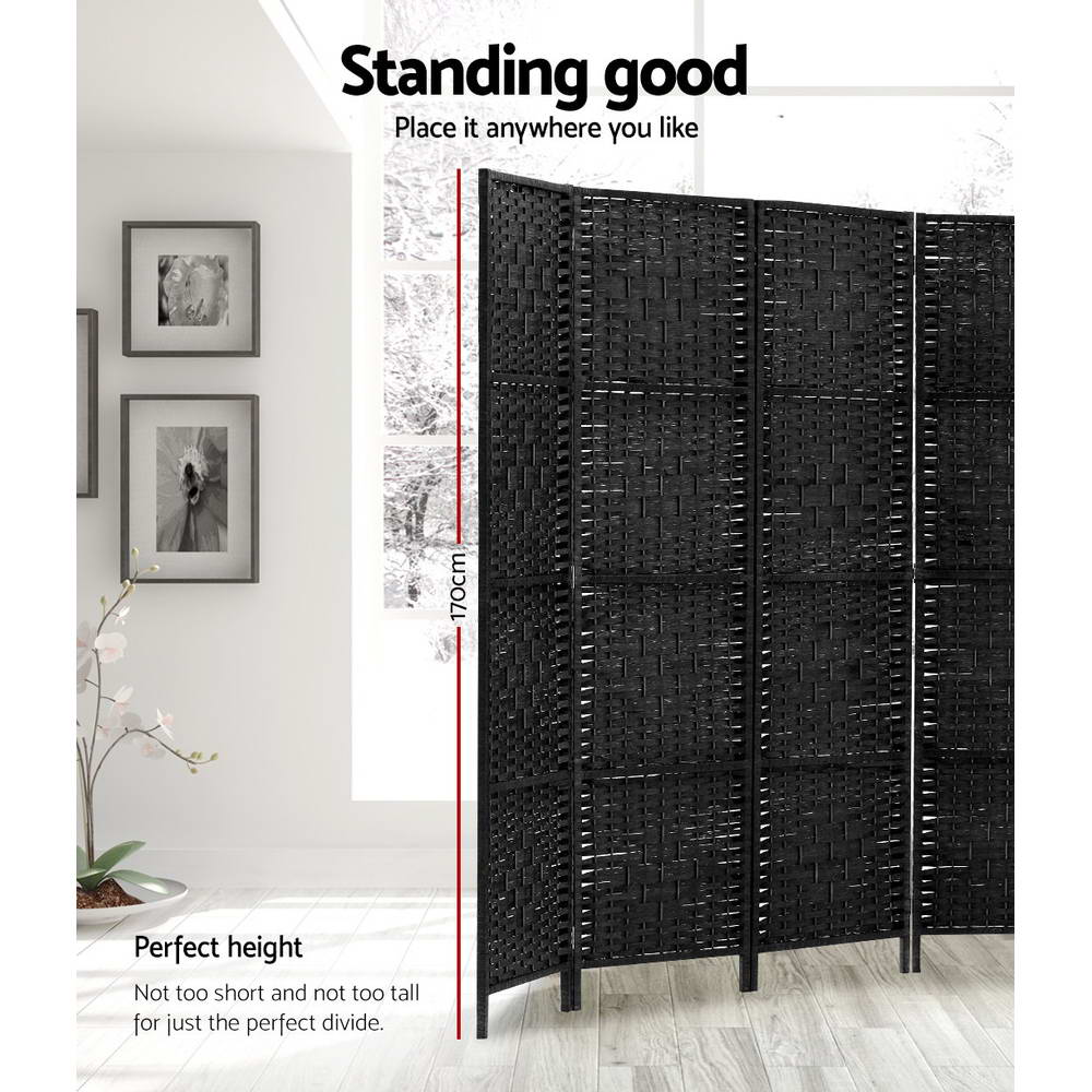 Artiss 8 Panel Room Divider Screen Privacy Timber Foldable Dividers Stand Black-Furniture &gt; Living Room - Peroz Australia - Image - 4