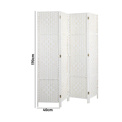 Oikiture 4 Panel Room Divider Privacy Screen White-Room Divider-PEROZ Accessories