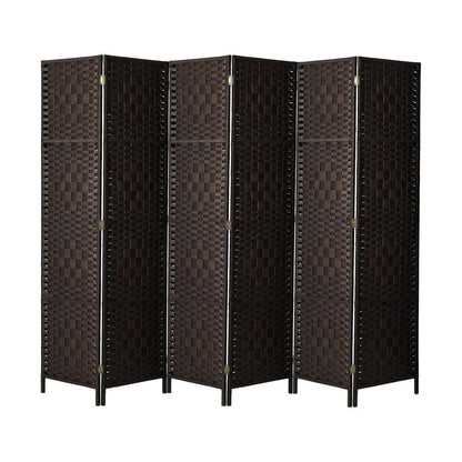 Oikiture 6 Panel Room Divider Privacy Screen Brown-Room Divider-PEROZ Accessories