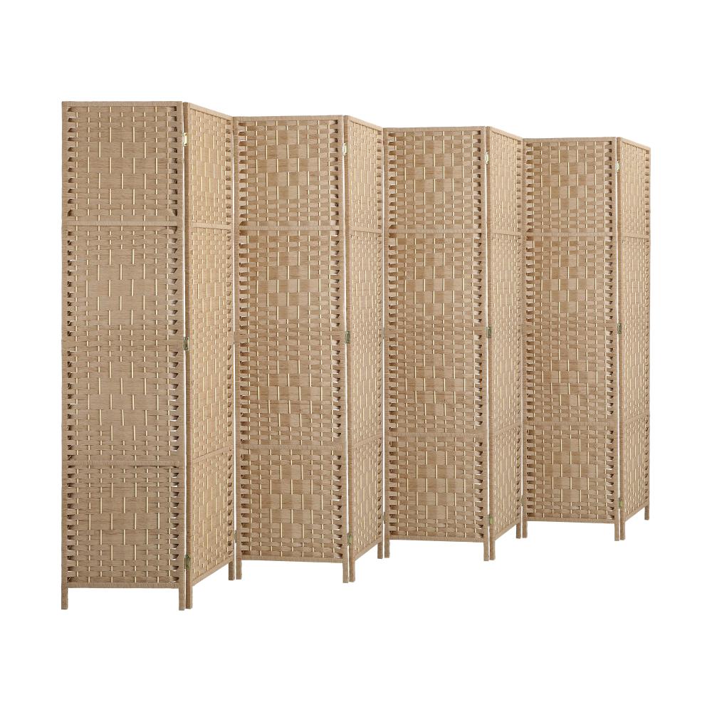 Oikiture 8 Panel Room Divider Privacy Screen Wood-Room Divider-PEROZ Accessories