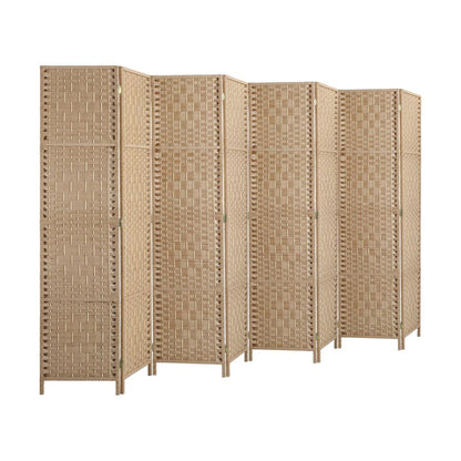 Oikiture 8 Panel Room Divider Privacy Screen Wood-Room Divider-PEROZ Accessories