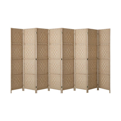 Oikiture 8 Panel Room Divider Privacy Screen Wood-Room Divider-PEROZ Accessories
