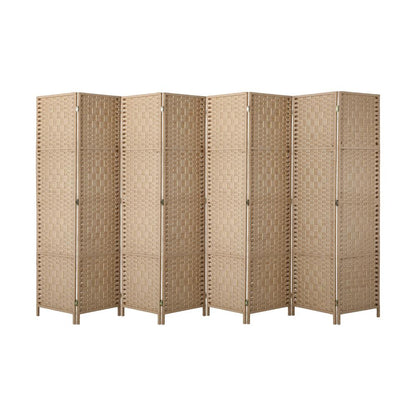 Oikiture 8 Panel Room Divider Privacy Screen Wood-Room Divider-PEROZ Accessories