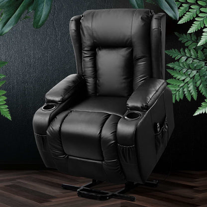 Artiss Electric Recliner Chair Lift Heated Massage Chairs Lounge Sofa Leather-Health &amp; Beauty &gt; Massage-PEROZ Accessories