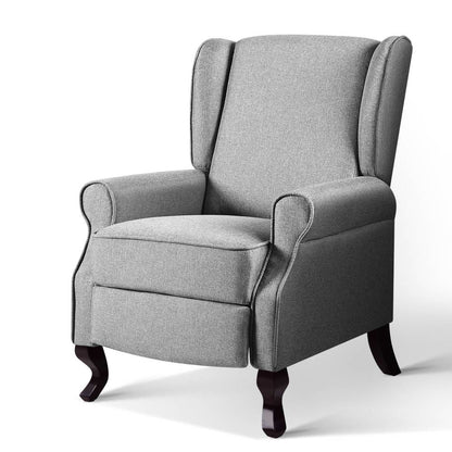 Artiss Recliner Chair Luxury Lounge Armchair Single Sofa Couch Fabric Grey-Furniture &gt; Living Room - Peroz Australia - Image - 1