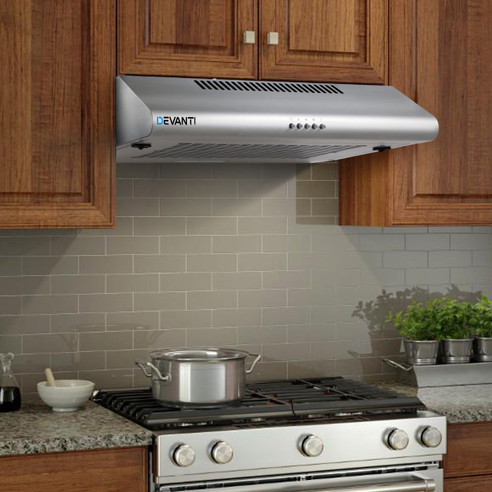 DEVANTI Fixed Range Hood Rangehood Stainless Steel Kitchen Canopy 60cm 600mm-Appliances &gt; Kitchen Appliances-PEROZ Accessories